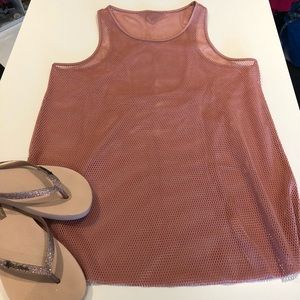 ALO Yoga Rose Gold Mesh Top. Size Small